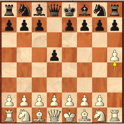 Diagramma animato dell'apertura 2.h5 e5, 3.h6.