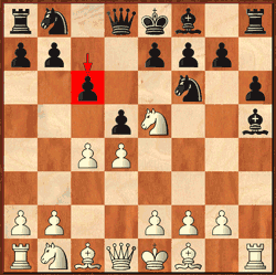 Diagramma animato che mostra le due mosse successive dopo 6.c4.